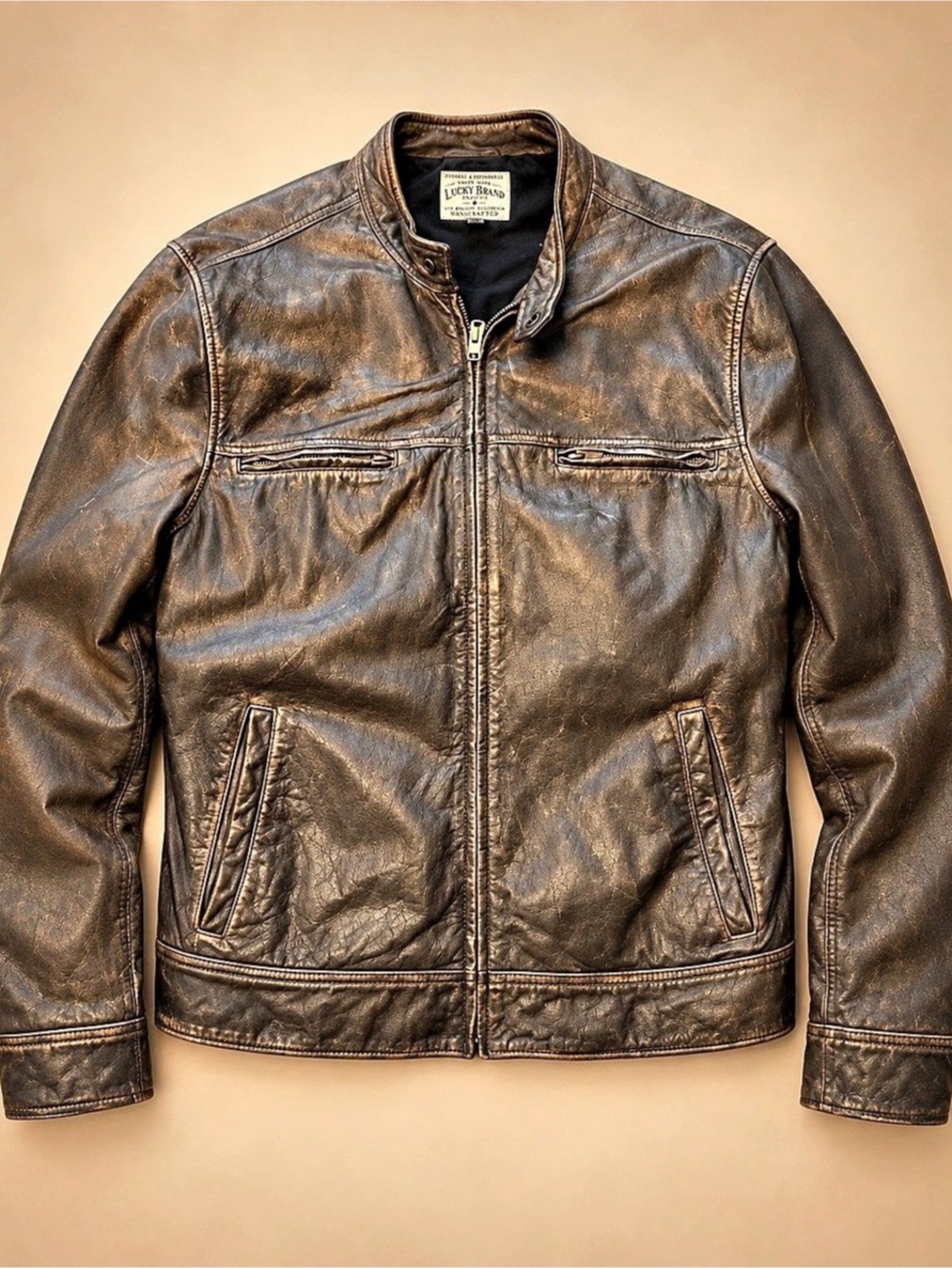 Lucky Brand Bonneville Leather Jacket Men's Brown XL